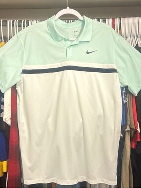 Nike Men's Mint Green, White & Navy Performance Polo
